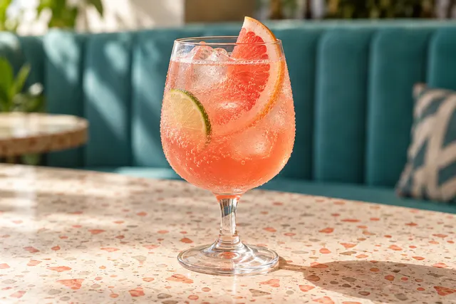 Pomelo pop con hielo y rodaja de pomelo